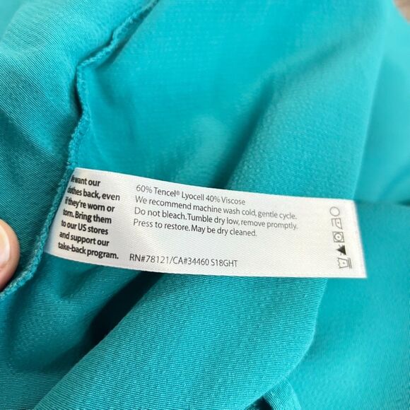 Eileen Fisher Jade Green-Blue Keyhole Halter-Style Belted Midi Dress Size XXS - Picture 9 of 12